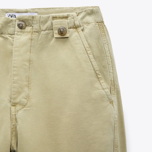 NWT ZARA WIDE LEG MID RISE LOOSE FIT PANTS Beige - Picture 3 of 11